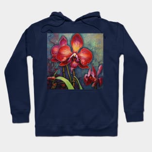 Red Folk Art Orchids Hoodie